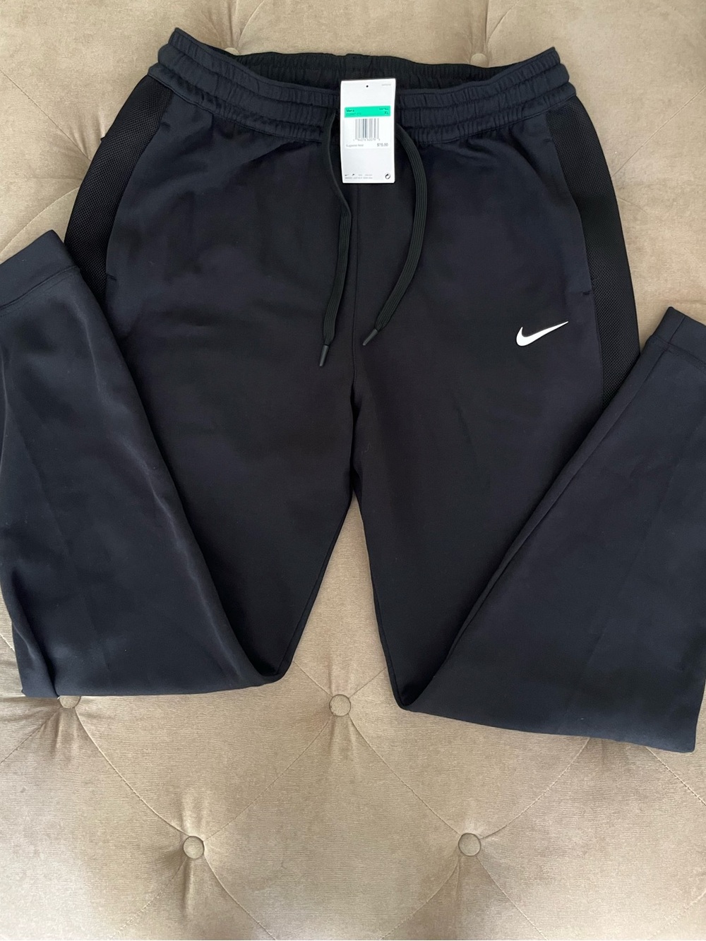 Nike Black Athletic Joggers with White Swoosh size XL